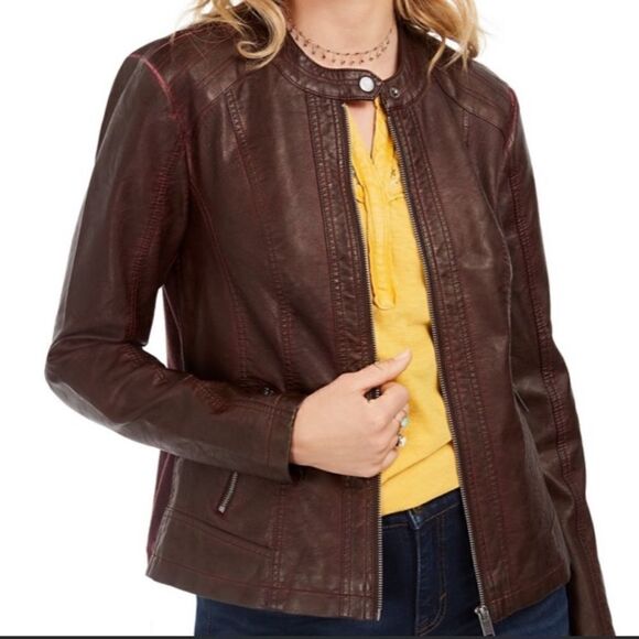 Faux Leather Moto Jacket - Picture 1 of 8